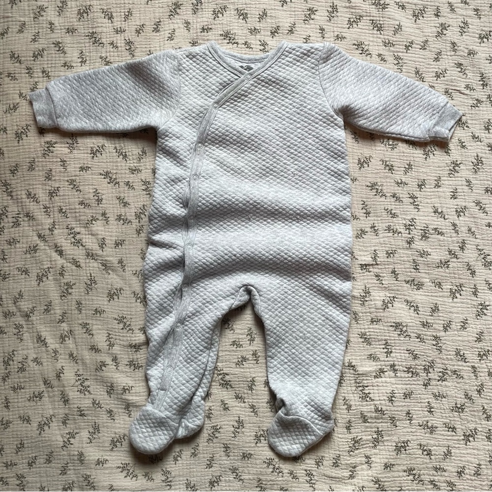 Trois Moutons Gray Quilted Footie